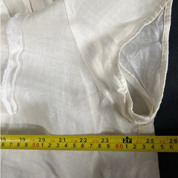 Peacock Linen Women Bohemain Top White Size Large Button Down - Picture 2 of 6